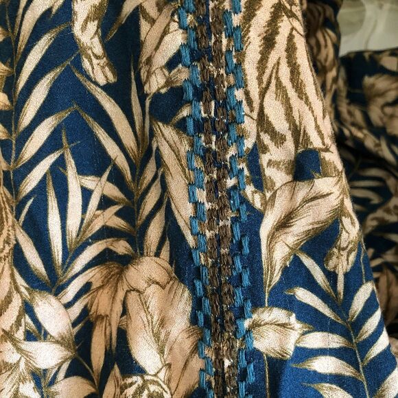 Johnny Was Tiger Long Sleeve Blouse Button Up Shirt Top Women Casual Green XS - Picture 7 of 8